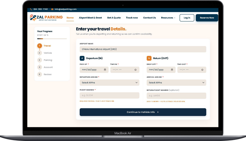 zal parking web app with Laptop